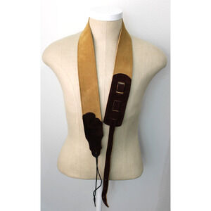 Franklin Strap Suede Leather Adjustable Guitar Bass Strap Brown & Tan